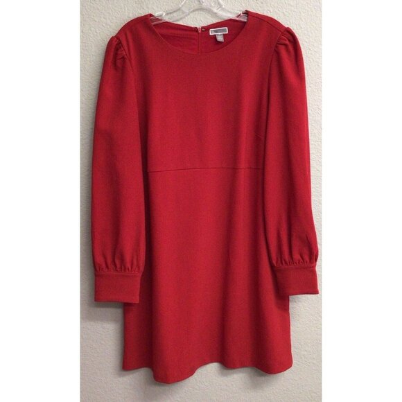 Chelsea 28 Dress Womens XL Red Crepe Crew Neck Work Career Holiday - Picture 8 of 9